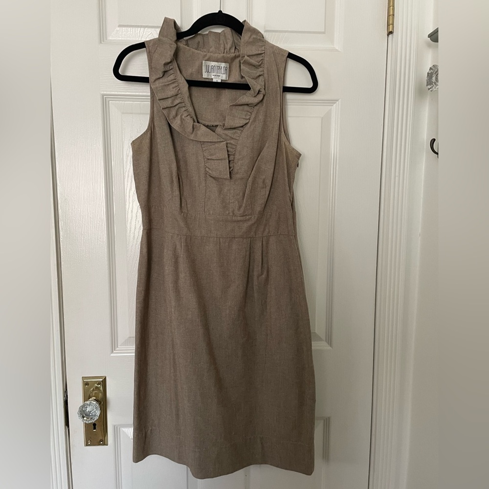 Julian Taylor New York - light brown/taupe cotton and polyester dress. Size 12